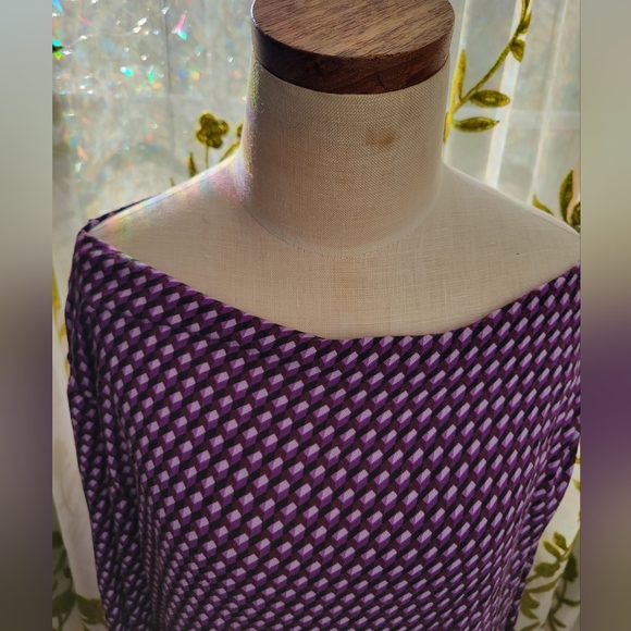 Dana Buchman boatneck long sleeve tunic purple black stretchy top Medium - Picture 2 of 7